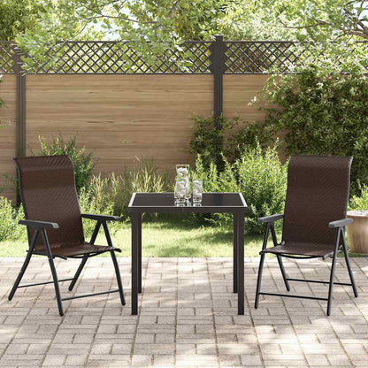 Tuin eettafelset 3 pcs Bruin Gepoedercoat staal