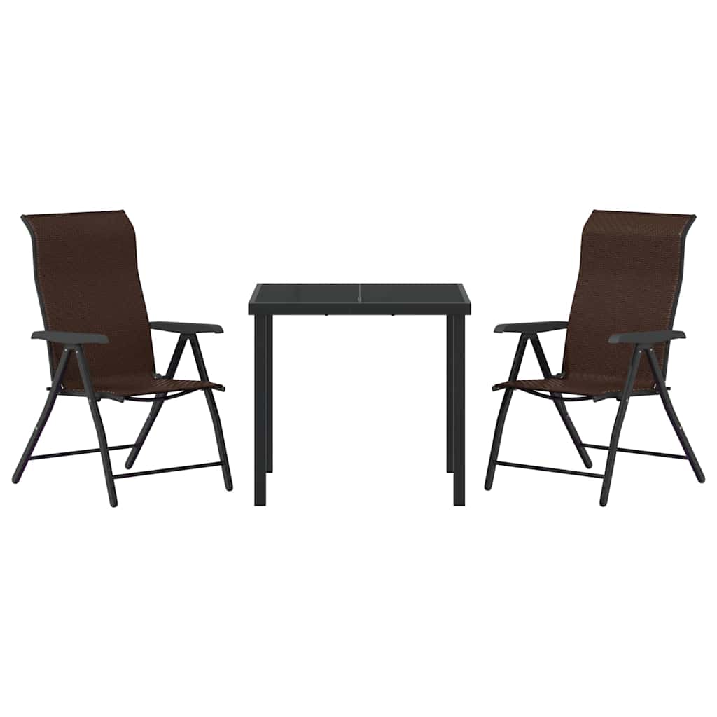 Tuin eettafelset 3 pcs Bruin Gepoedercoat staal