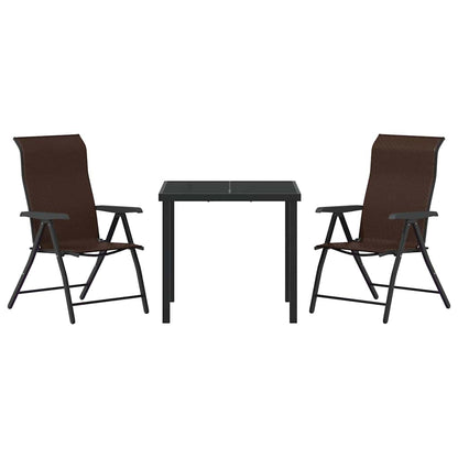 Tuin eettafelset 3 pcs Bruin Gepoedercoat staal
