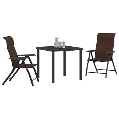 Tuin eettafelset 3 pcs Bruin Gepoedercoat staal