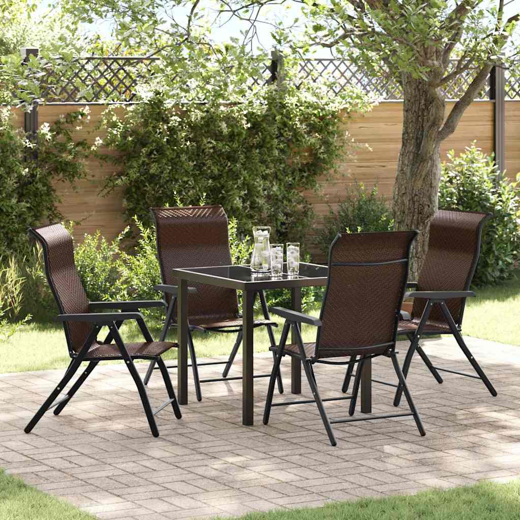 Tuin eettafelset 5 pcs Bruin Gepoedercoat staal