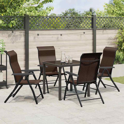 Tuin eettafelset 5 pcs Bruin Gepoedercoat staal