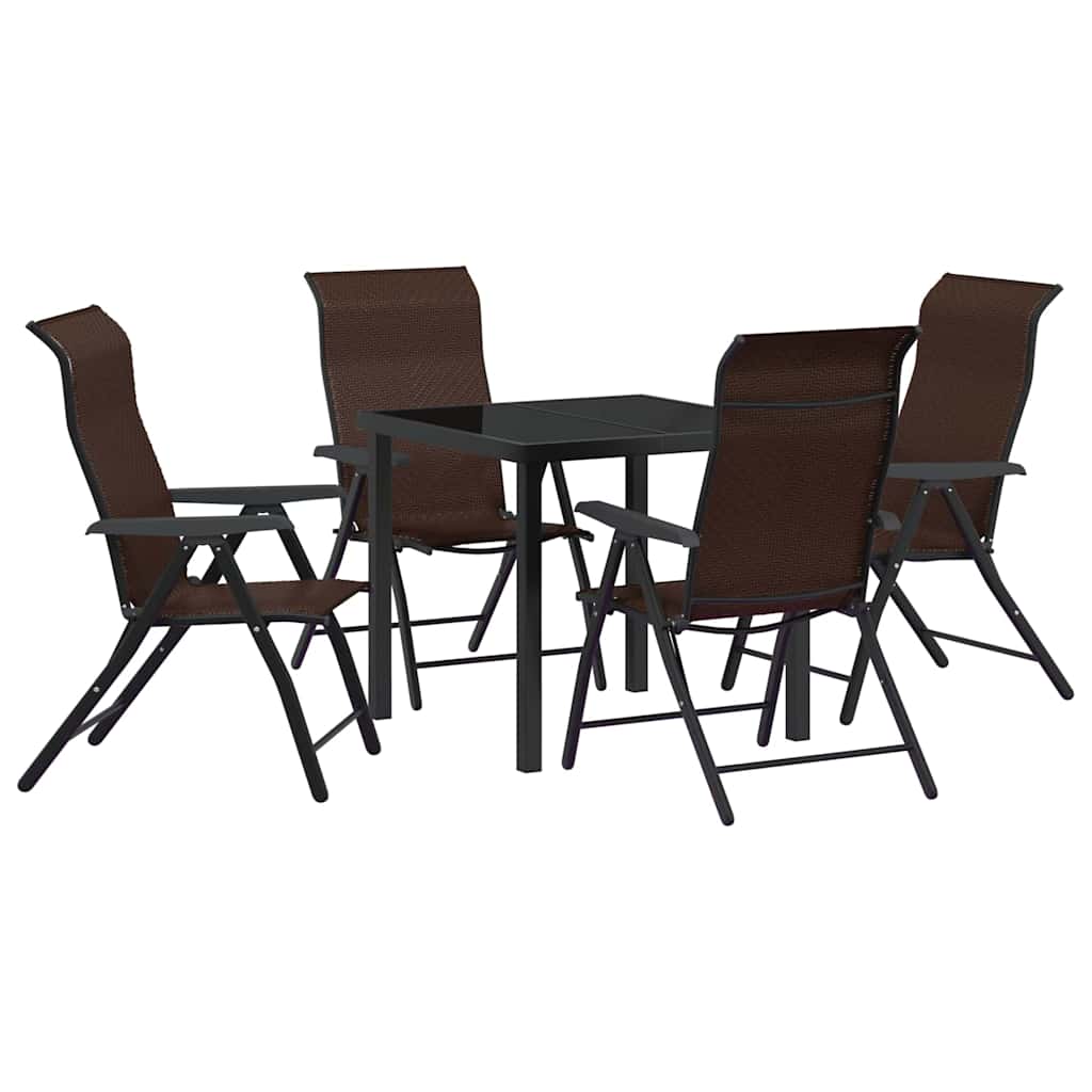 Tuin eettafelset 5 pcs Bruin Gepoedercoat staal