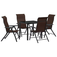 Tuin eettafelset 5 pcs Bruin Gepoedercoat staal