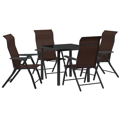 Tuin eettafelset 5 pcs Bruin Gepoedercoat staal
