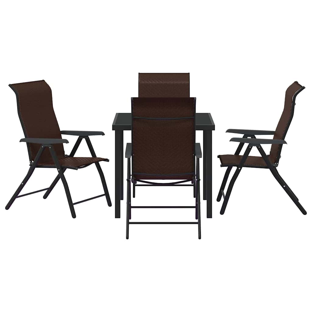 Tuin eettafelset 5 pcs Bruin Gepoedercoat staal