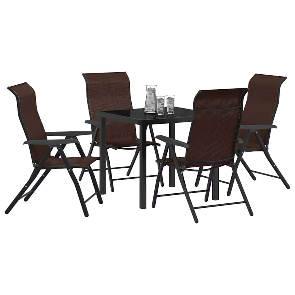 Tuin eettafelset 5 pcs Bruin Gepoedercoat staal