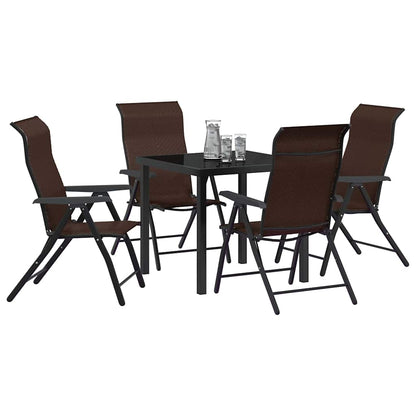 Tuin eettafelset 5 pcs Bruin Gepoedercoat staal
