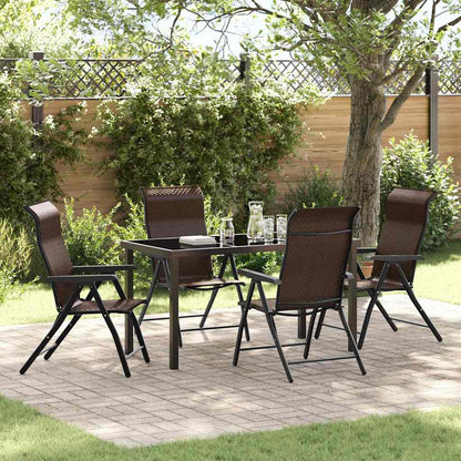 Tuin eettafelset 5 pcs Bruin Gepoedercoat staal