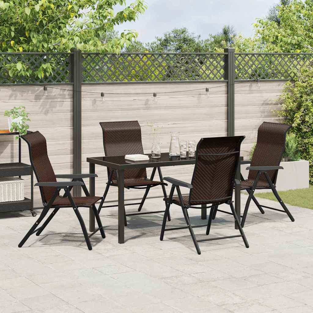 Tuin eettafelset 5 pcs Bruin Gepoedercoat staal