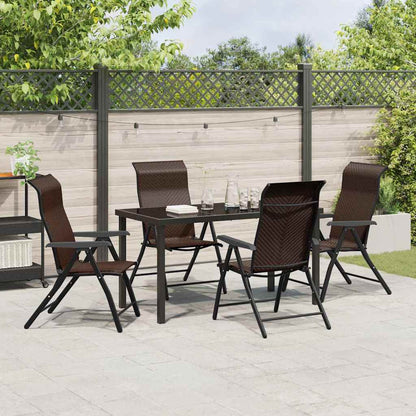 Tuin eettafelset 5 pcs Bruin Gepoedercoat staal