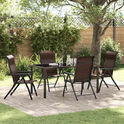 Garden Dining Set 5 pcs Brown Powder-Coated Steel