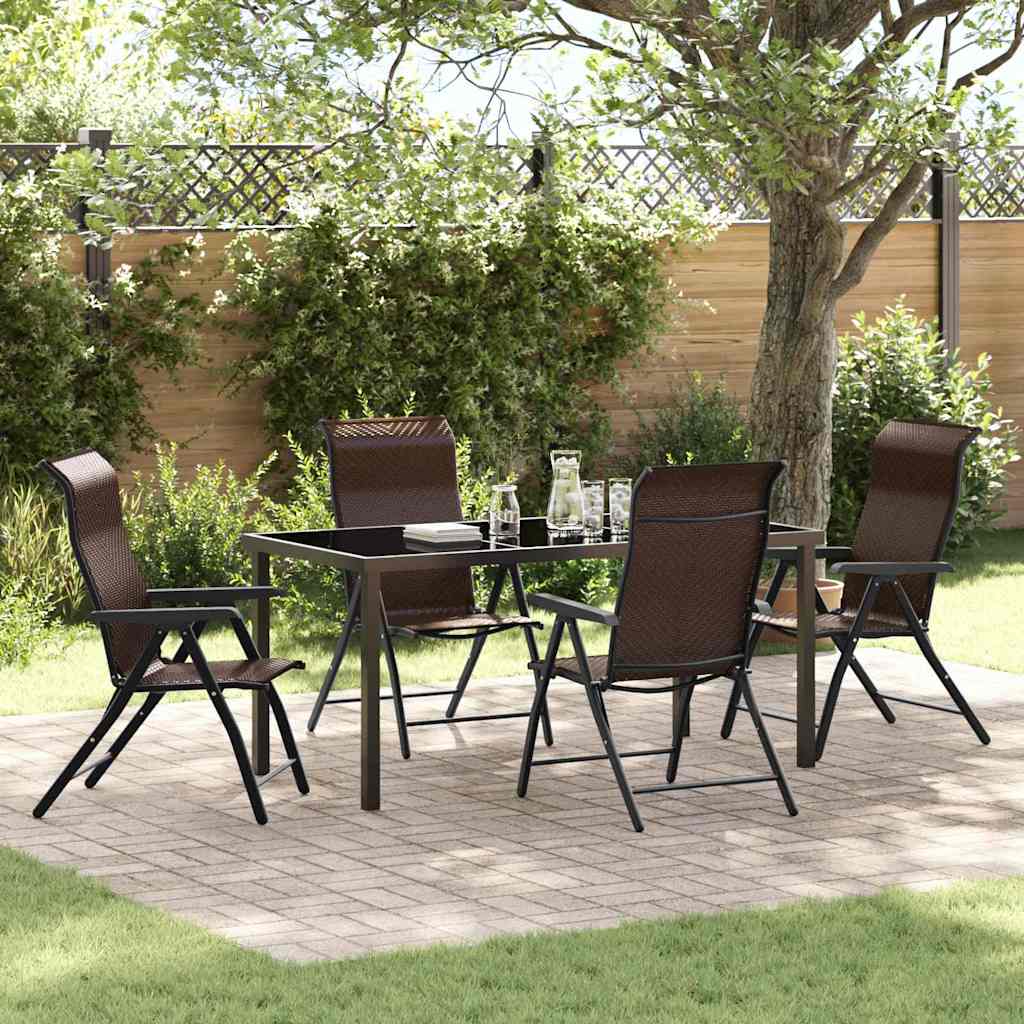 Tuin eettafelset 5 pcs Bruin Gepoedercoat staal