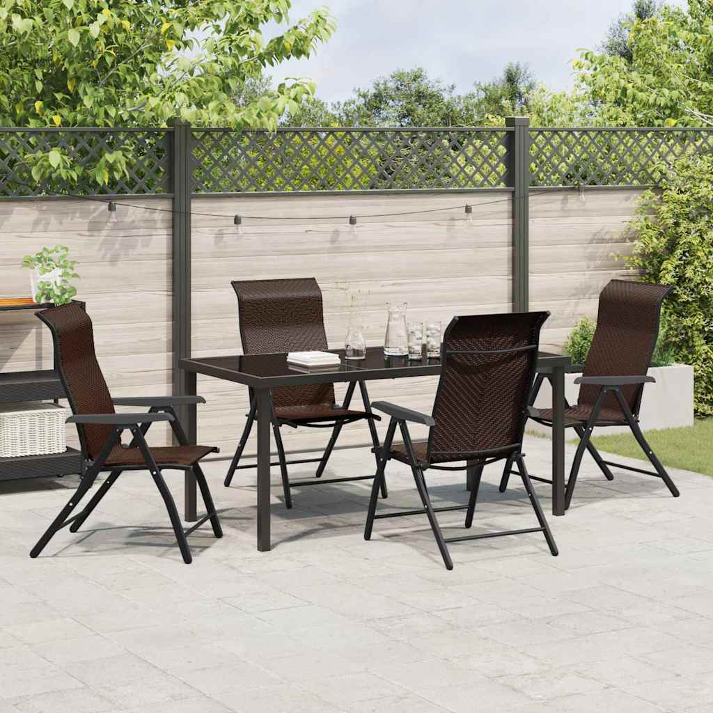 Tuin eettafelset 5 pcs Bruin Gepoedercoat staal