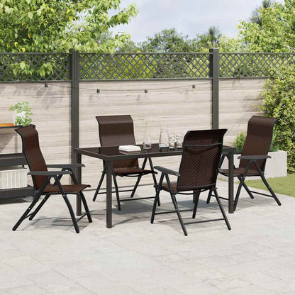 Tuin eettafelset 5 pcs Bruin Gepoedercoat staal