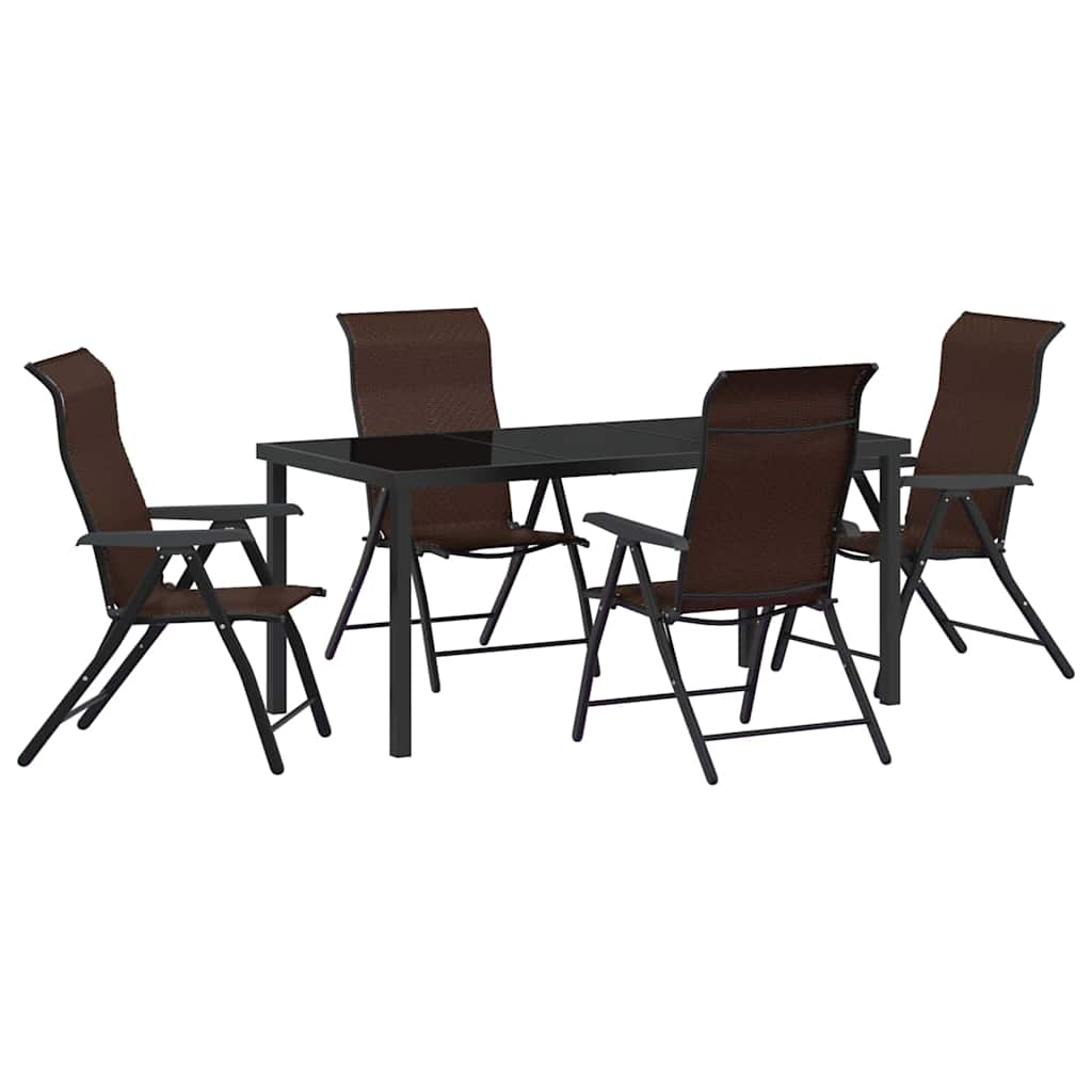 Tuin eettafelset 5 pcs Bruin Gepoedercoat staal