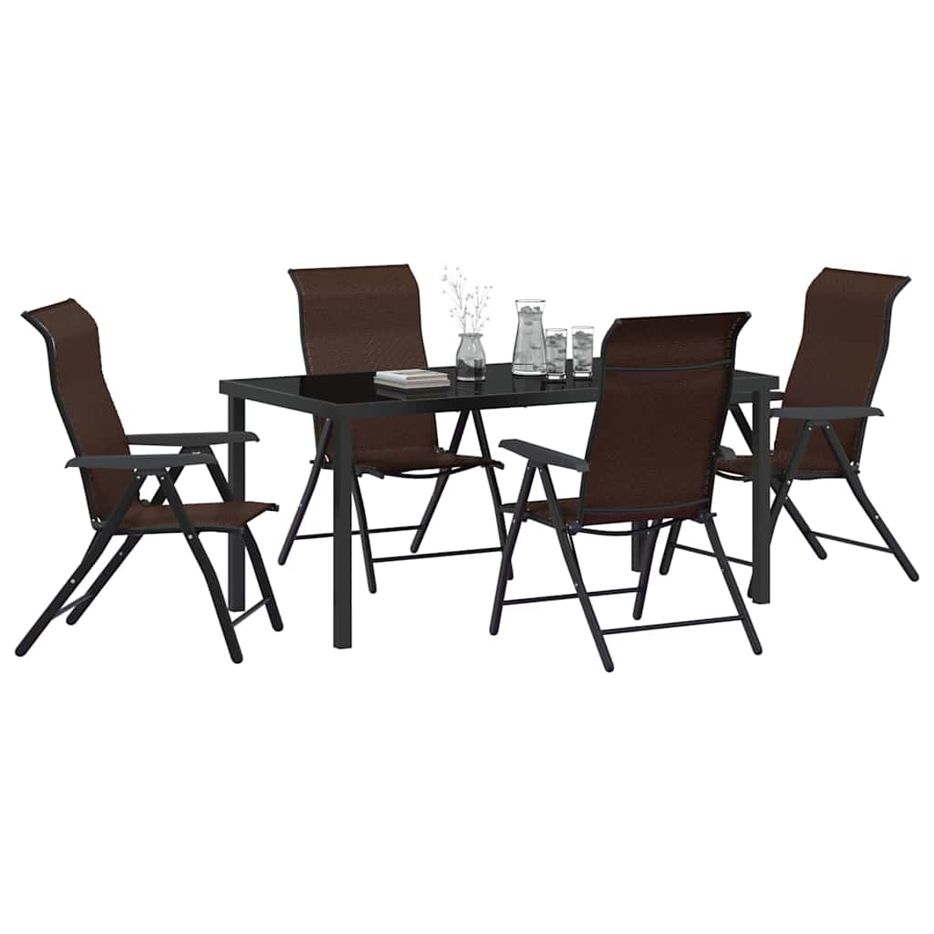 Tuin eettafelset 5 pcs Bruin Gepoedercoat staal