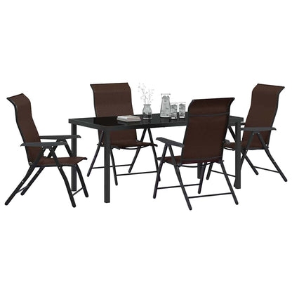 Tuin eettafelset 5 pcs Bruin Gepoedercoat staal