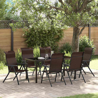 Tuin eettafelset 7 pcs Bruin Gepoedercoat staal