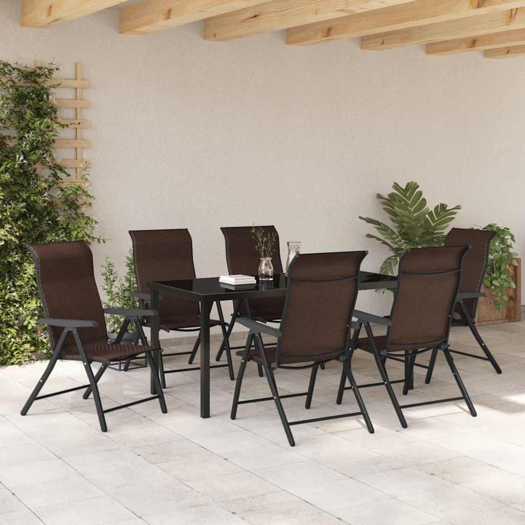 Tuin eettafelset 7 pcs Bruin Gepoedercoat staal