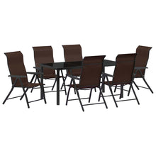 Tuin eettafelset 7 pcs Bruin Gepoedercoat staal