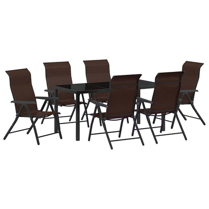 Tuin eettafelset 7 pcs Bruin Gepoedercoat staal