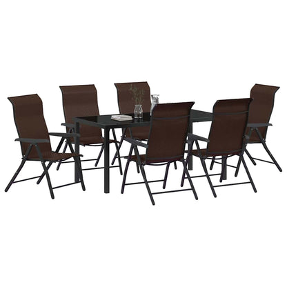 Tuin eettafelset 7 pcs Bruin Gepoedercoat staal