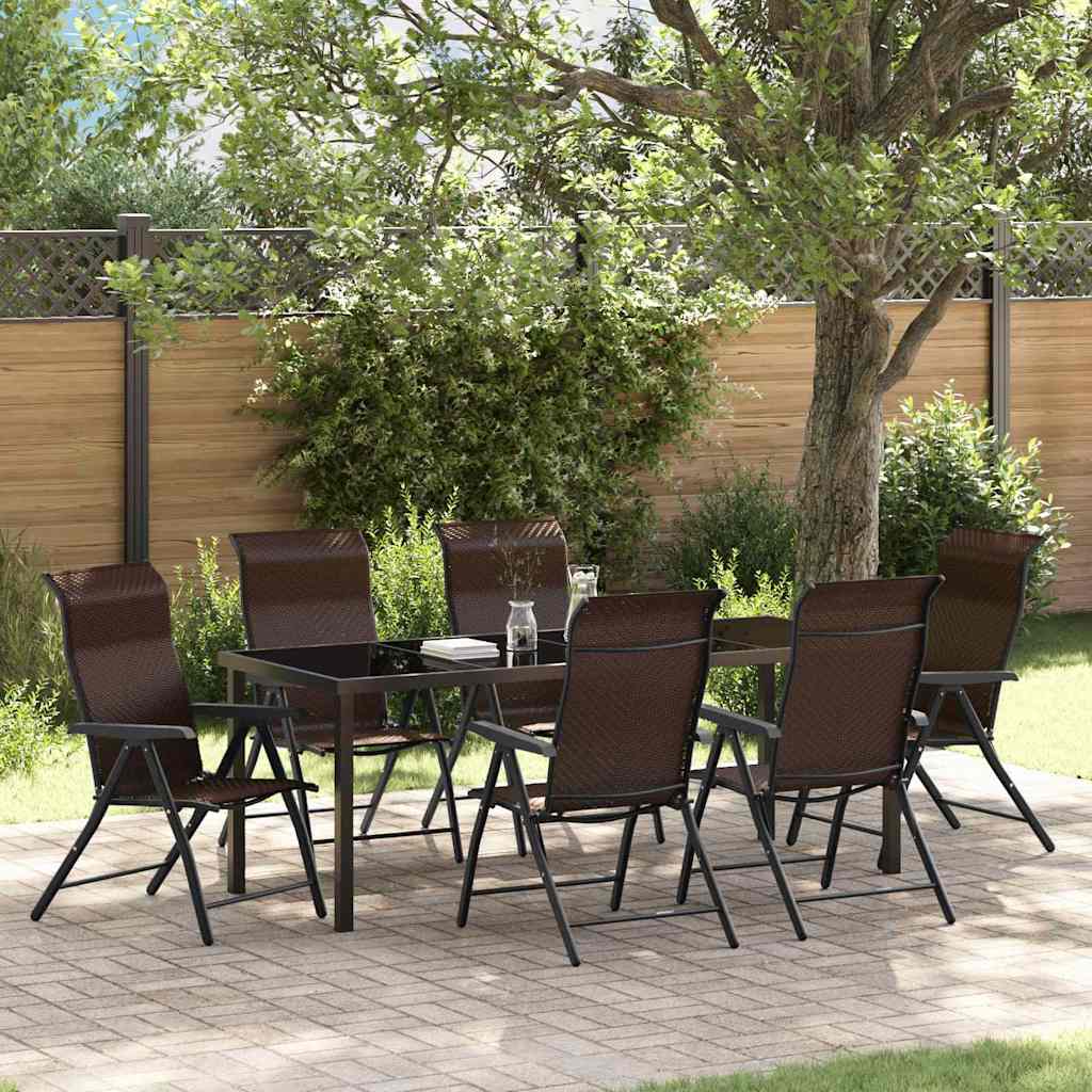 Tuin eettafelset 7 pcs Bruin Gepoedercoat staal