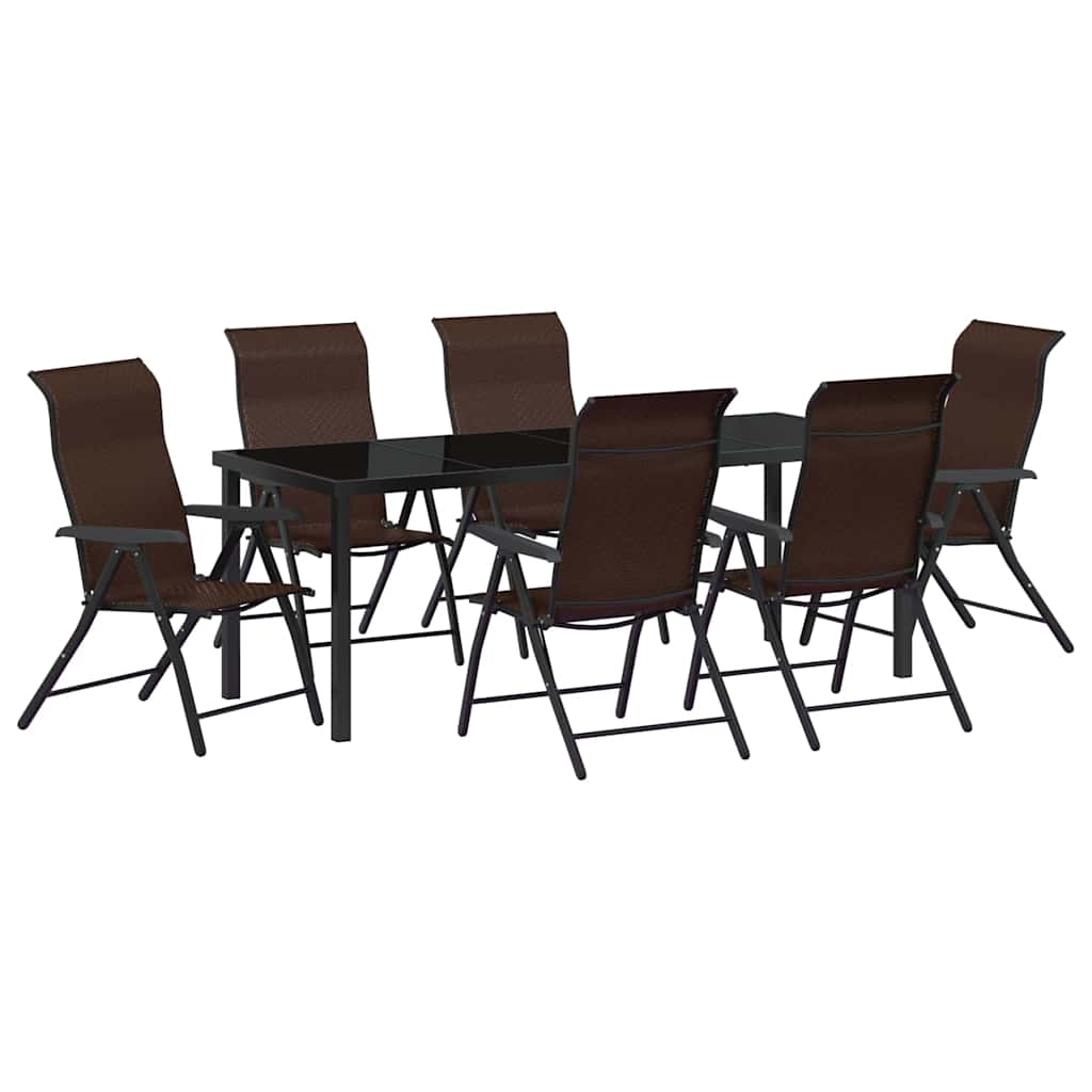 Tuin eettafelset 7 pcs Bruin Gepoedercoat staal