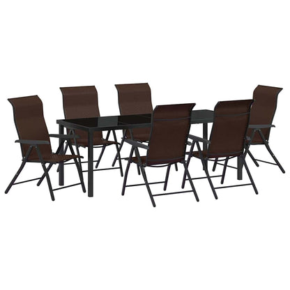 Tuin eettafelset 7 pcs Bruin Gepoedercoat staal