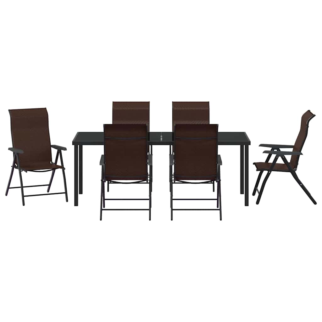 Tuin eettafelset 7 pcs Bruin Gepoedercoat staal