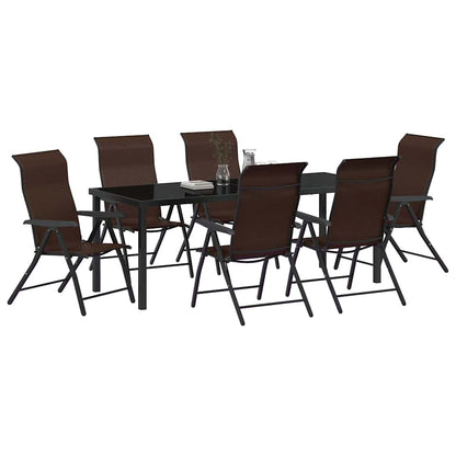 Tuin eettafelset 7 pcs Bruin Gepoedercoat staal