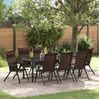 Garden dining set 9 pcs Brown Powder-coated steel