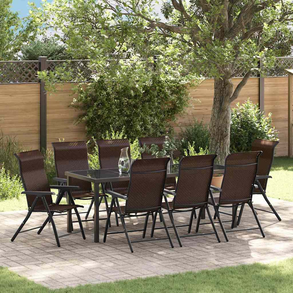Tuin Eetset 9 pcs Bruin Poly riet