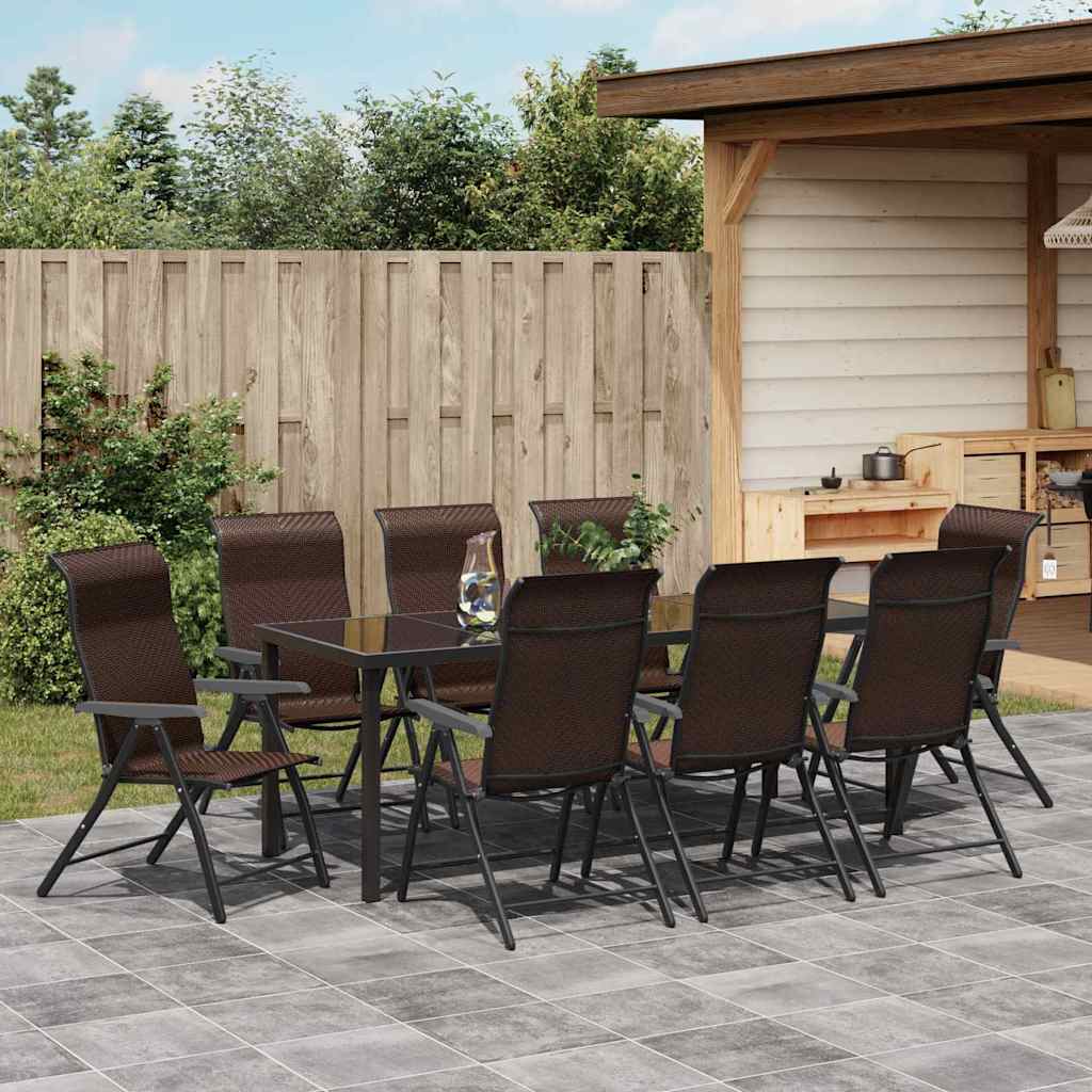 Tuin Eetset 9 pcs Bruin Poly riet