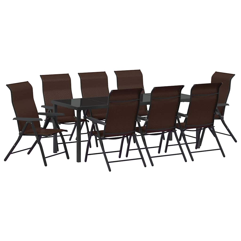 Tuin Eetset 9 pcs Bruin Poly riet