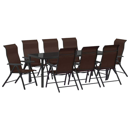Tuin Eetset 9 pcs Bruin Poly riet