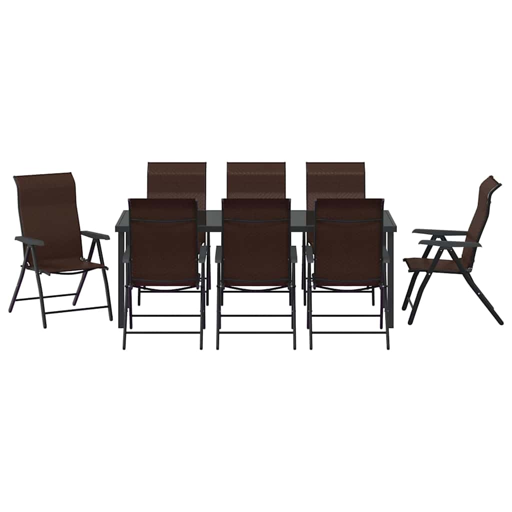 Tuin Eetset 9 pcs Bruin Poly riet