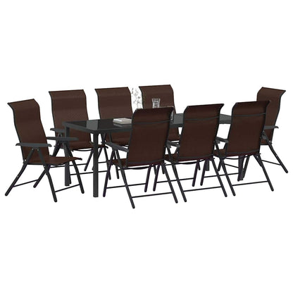 Tuin Eetset 9 pcs Bruin Poly riet