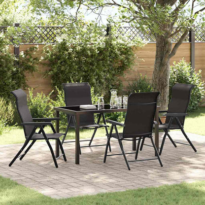 Tuin eettafelset 5 pcs Zwart Koffie Gepoedercoat staal