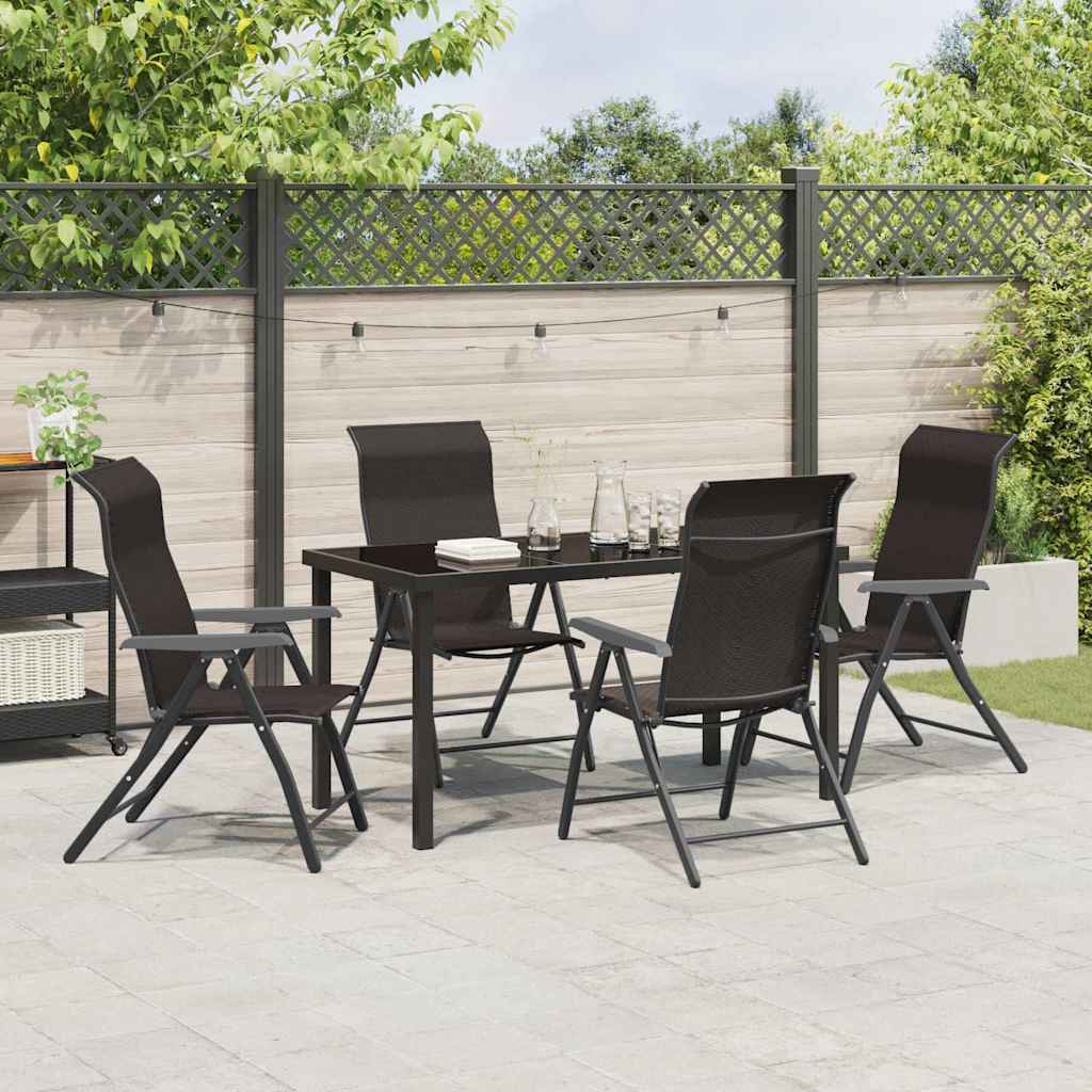 Tuin eettafelset 5 pcs Zwart Koffie Gepoedercoat staal