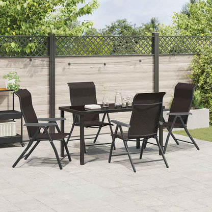 Tuin eettafelset 5 pcs Zwart Koffie Gepoedercoat staal