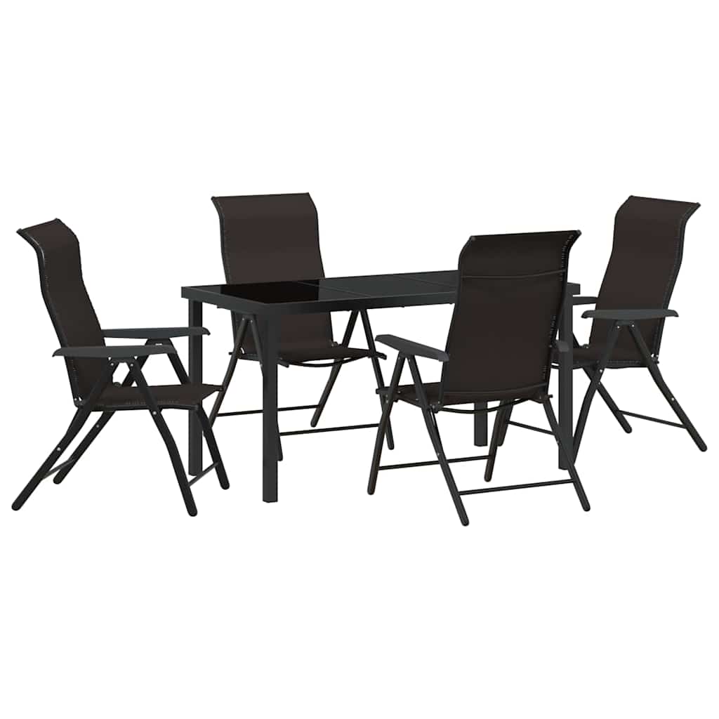 Tuin eettafelset 5 pcs Zwart Koffie Gepoedercoat staal