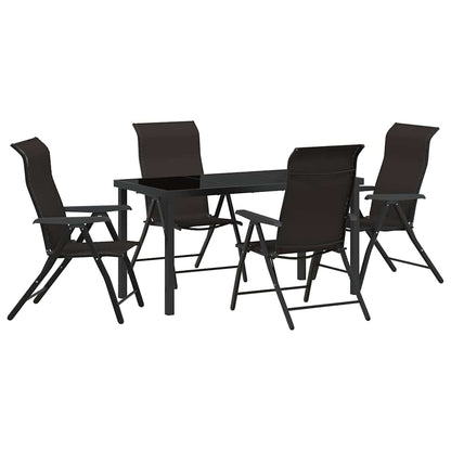 Tuin eettafelset 5 pcs Zwart Koffie Gepoedercoat staal