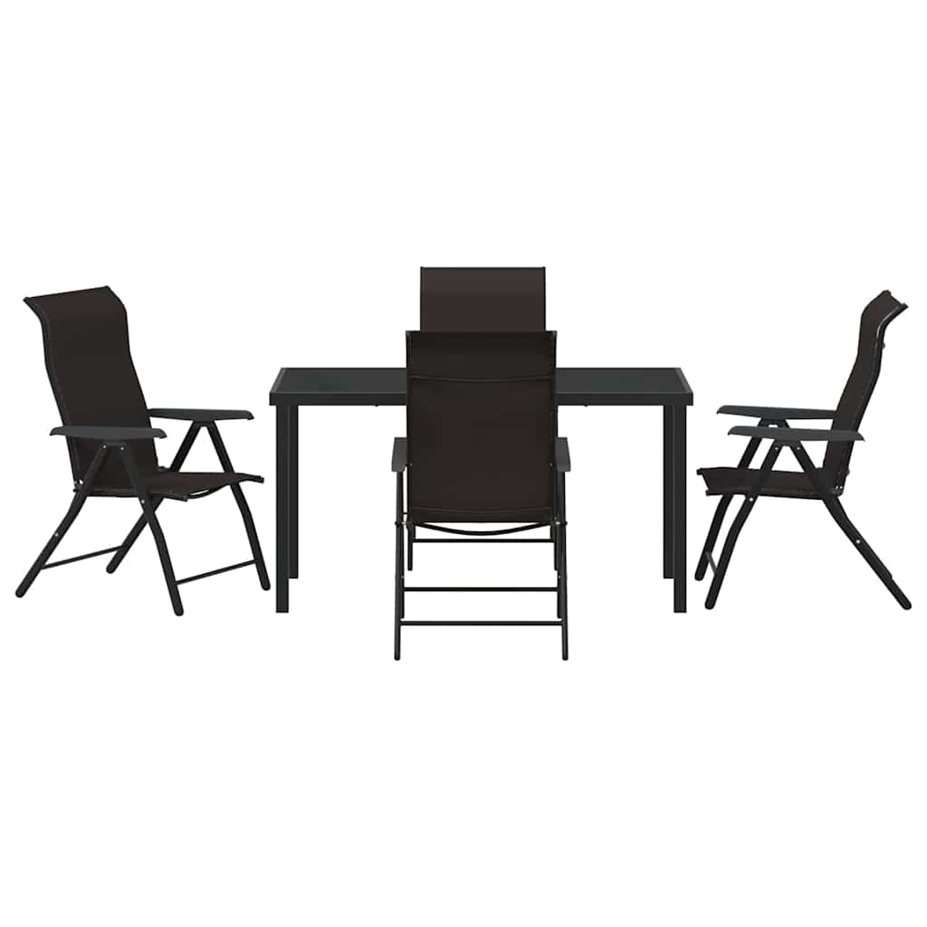 Tuin eettafelset 5 pcs Zwart Koffie Gepoedercoat staal