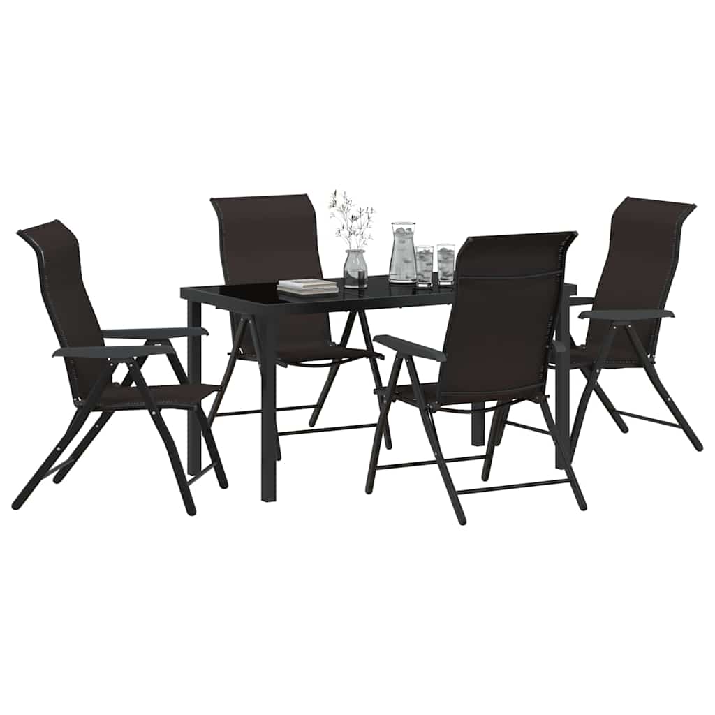 Tuin eettafelset 5 pcs Zwart Koffie Gepoedercoat staal