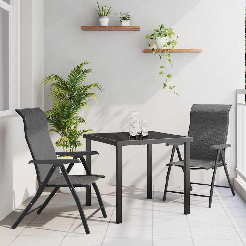Tuin eettafelset 3 pcs Grijs Gepoedercoat staal