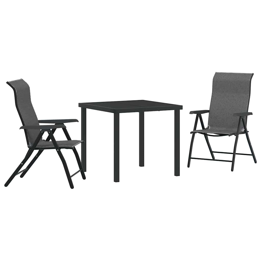 Tuin eettafelset 3 pcs Grijs Gepoedercoat staal