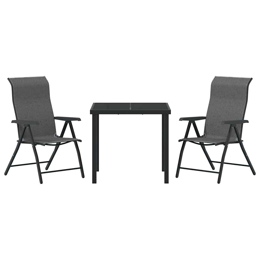 Tuin eettafelset 3 pcs Grijs Gepoedercoat staal