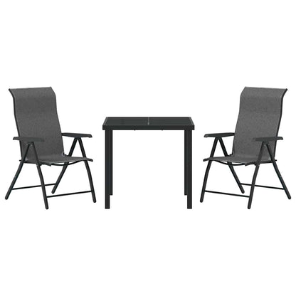 Tuin eettafelset 3 pcs Grijs Gepoedercoat staal